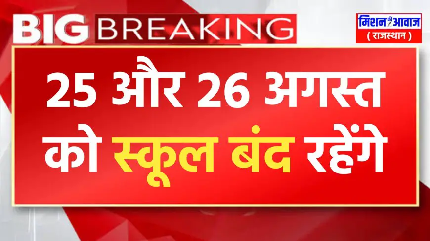 25 और 26 अगस्त का विद्यालयों में रहेगा अवकाश, रविवार और जन्माष्टमी की रहेगी छुट्टी